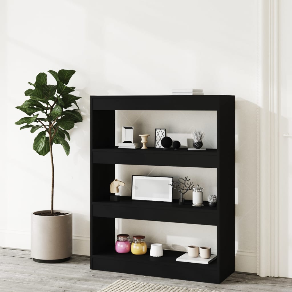 NNEVL Book Cabinet/Room Divider Black 80x30x103 cm Engineered wood