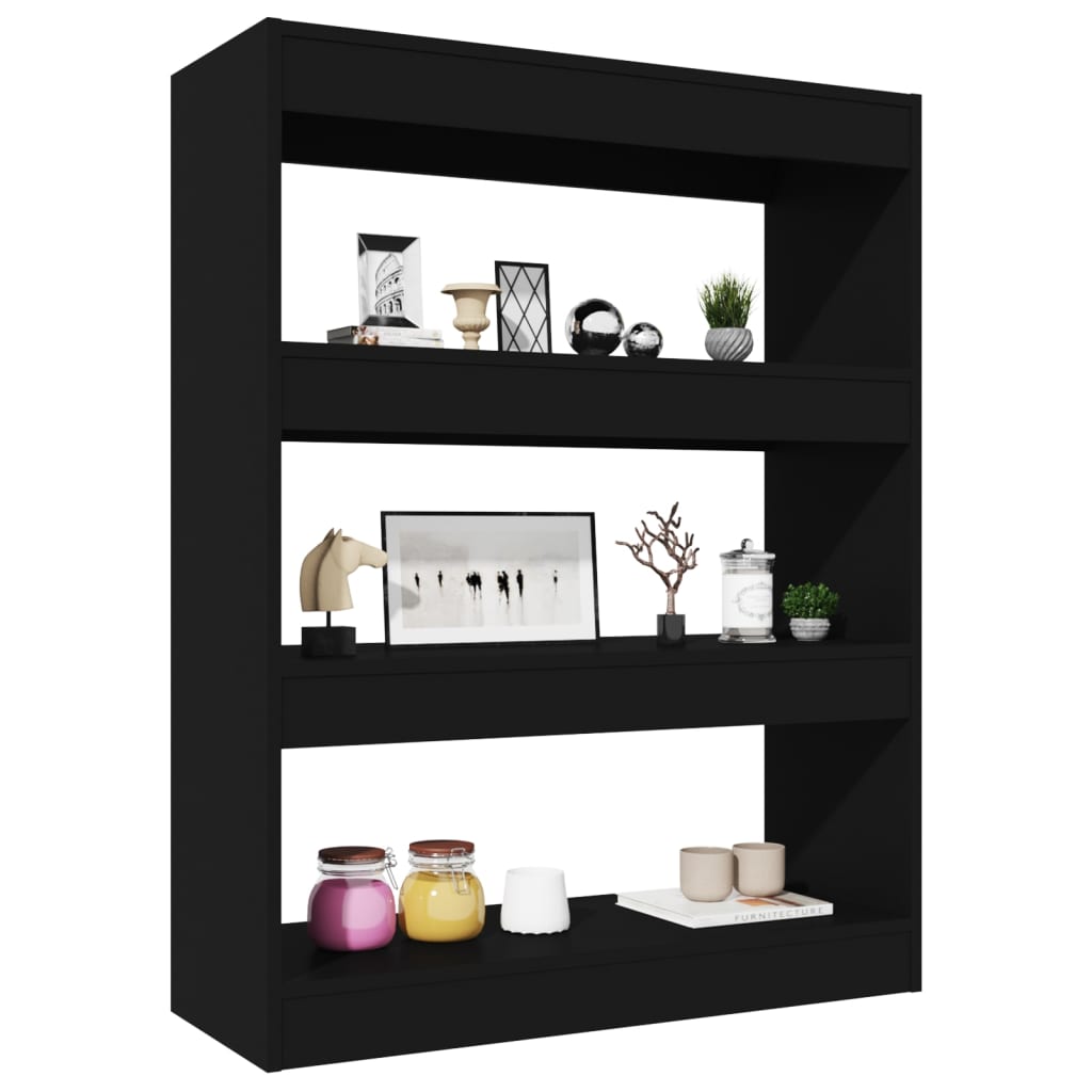 NNEVL Book Cabinet/Room Divider Black 80x30x103 cm Engineered wood