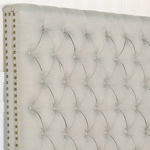NNEDSZ Bed Head Queen Size French Provincial Headboard Upholsterd Fabric Beige