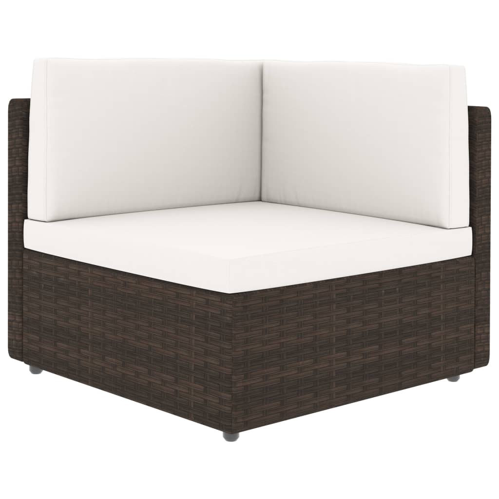 NNEVL Sectional Sofa 2-Seater Poly Rattan Brown