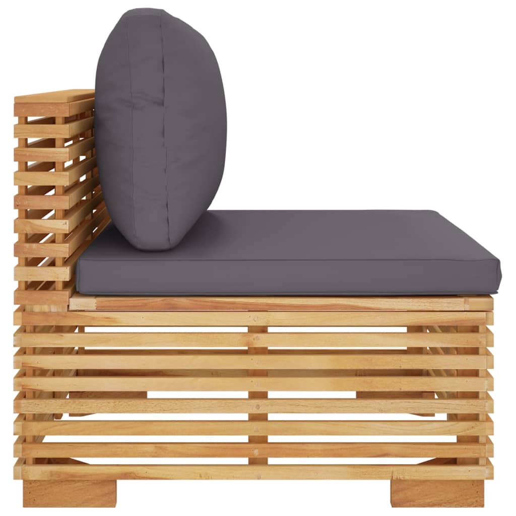 NNEVL Garden Middle Sofa with Dark Grey Cushions Solid Wood Teak