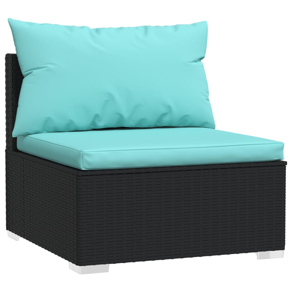 NNEVL 2 Piece Garden Lounge Set with Cushions Poly Rattan Black