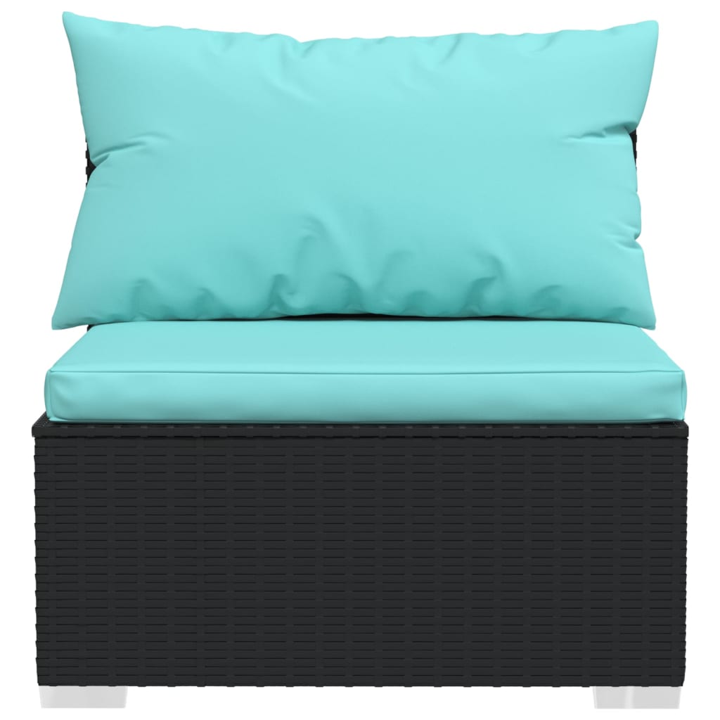 NNEVL 2 Piece Garden Lounge Set with Cushions Poly Rattan Black