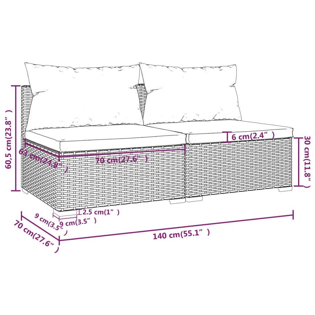 NNEVL 2 Piece Garden Lounge Set with Cushions Poly Rattan Black