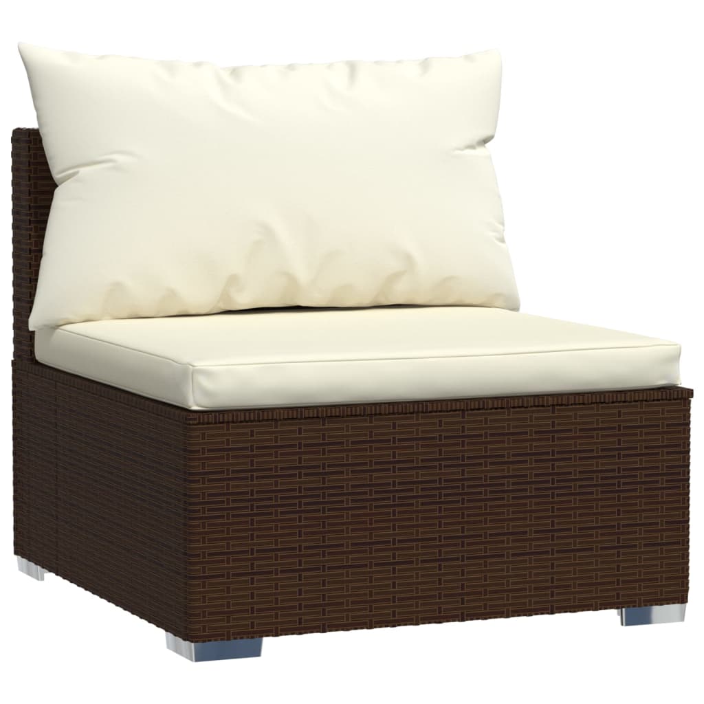 NNEVL 9 Piece Garden Lounge Set with Cushions Brown Poly Rattan