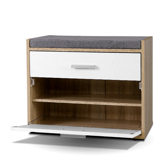 NNEDSZ Shoe Cabinet Bench Shoes Storage Organiser Rack Fabric Seat Wooden Cupboard Up to 8 pairs