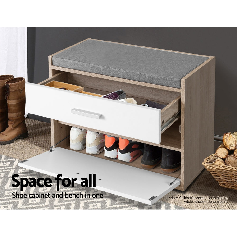 NNEDSZ Shoe Cabinet Bench Shoes Storage Organiser Rack Fabric Seat Wooden Cupboard Up to 8 pairs